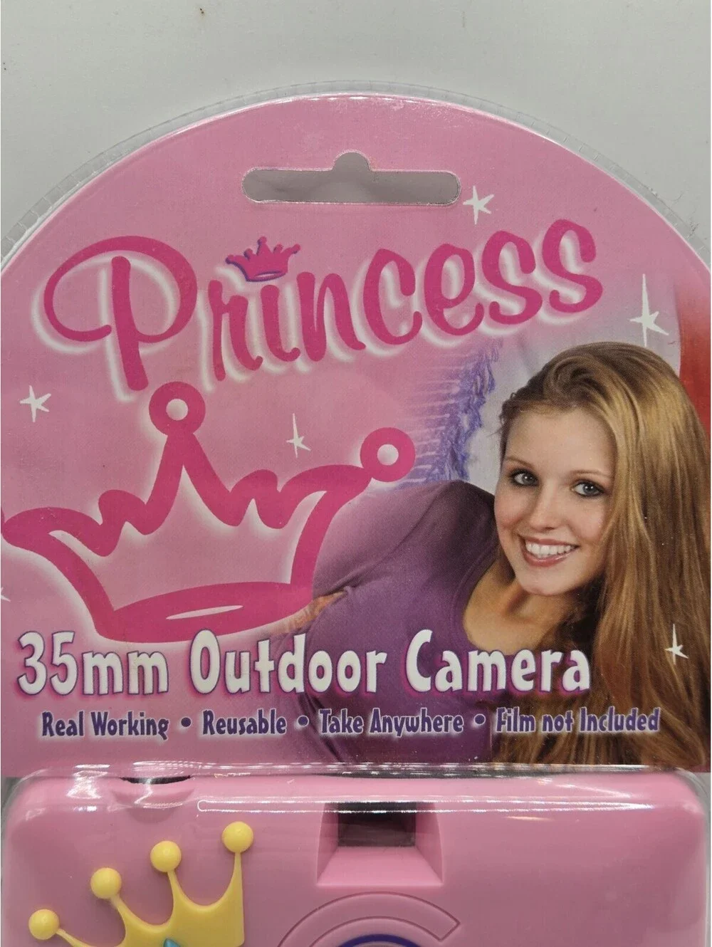 Y2K Princess 35mm Film Camera Pink Gold Crown Reusable Toy Camera Vintage NIP